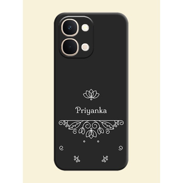 Lotus Garden Custom Text On Space Black Custom Soft Matte Mobile Back Cover - Vivo Y31t 5G Lotus Garden Custom Text On Space Black Custom Soft Matte Mobile Back Cover - Vivo Y31t 5G