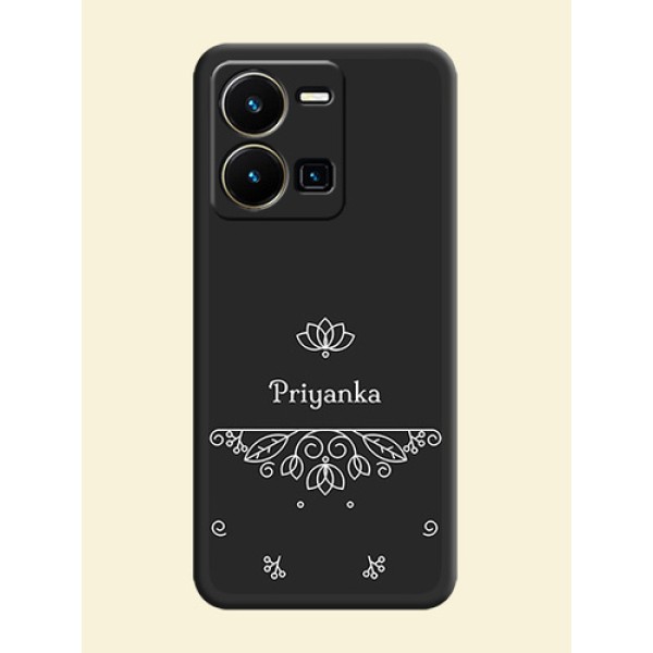 Lotus Garden Custom Text On Space Black Personalized Soft Matte Phone Covers -Vivo Y35