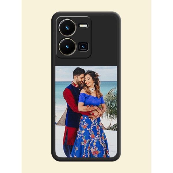 Image Upload With Space Black Color On Custom Soft Matte Mobile Back Cover - Vivo Y35