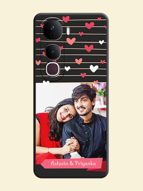 Love Pattern with Name on Pink Ribbon on Photo On Space Black Custom Soft Matte Mobile Back Cover - Vivo Y400 Pro 5G