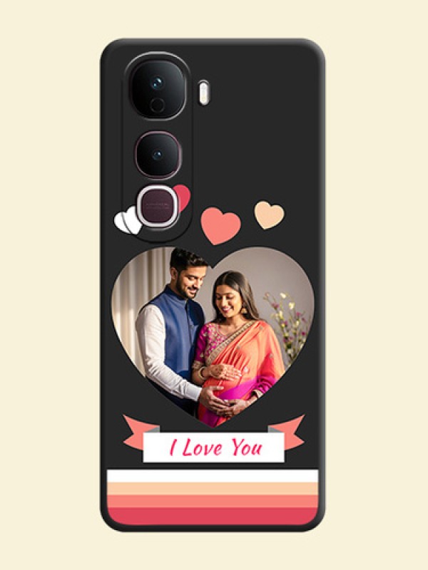 Love Shaped Photo with Colorful Stripes On Space Black Custom Soft Matte Mobile Back Cover - Vivo Y400 Pro 5G