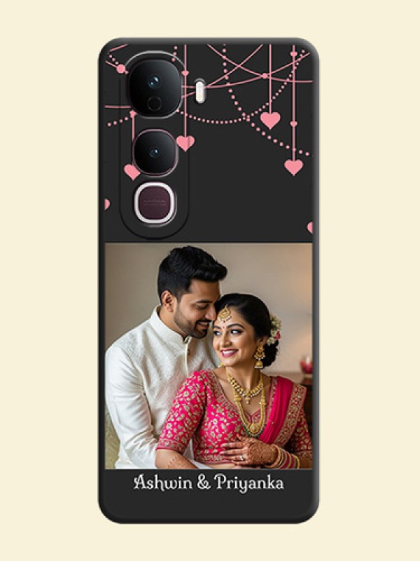 Pink Love Hangings with Text On Space Black Custom Soft Matte Mobile Back Cover - Vivo Y400 Pro 5G