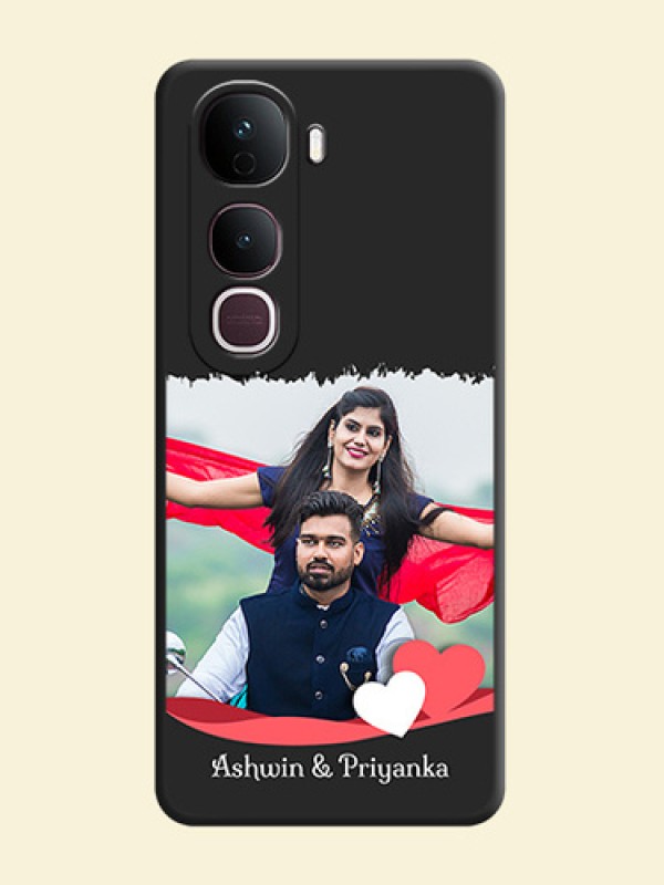 Pin Color Love Shaped Ribbon Design with Text On Space Black Custom Soft Matte Mobile Back Cover - Vivo Y400 Pro 5G