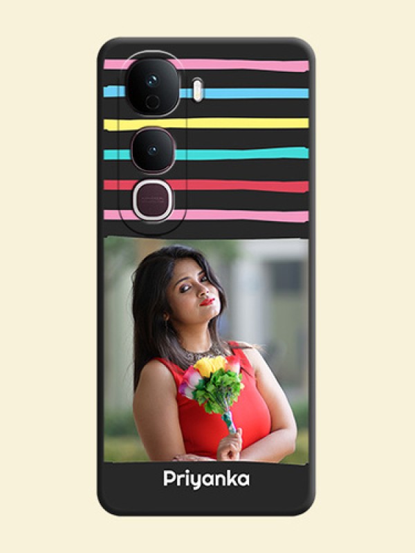 Multicolor Lines with Image On Space Black Custom Soft Matte Mobile Back Cover - Vivo Y400 Pro 5G