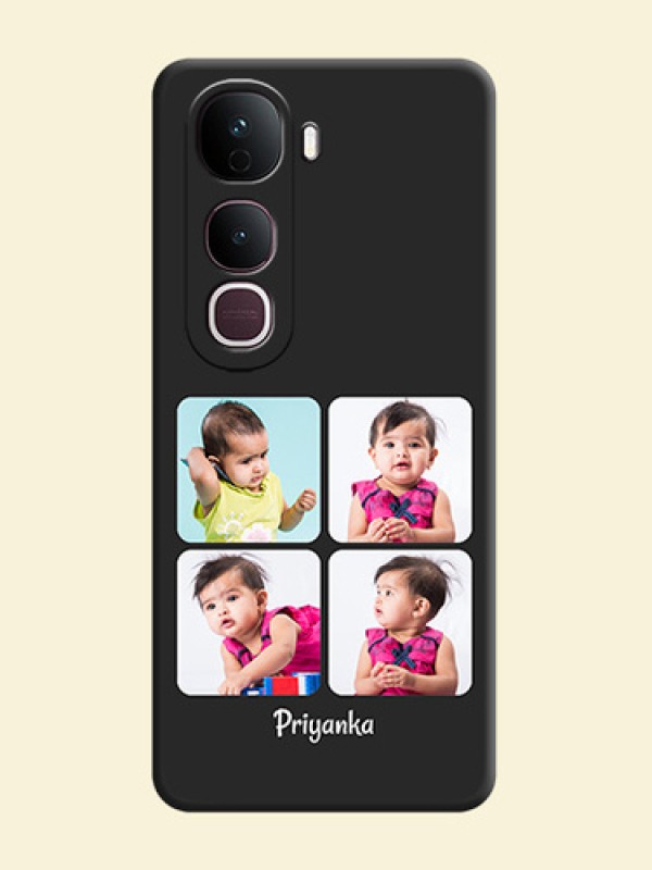 Floral Art with 6 Image Holder on Photo On Space Black Custom Soft Matte Mobile Back Cover - Vivo Y400 Pro 5G