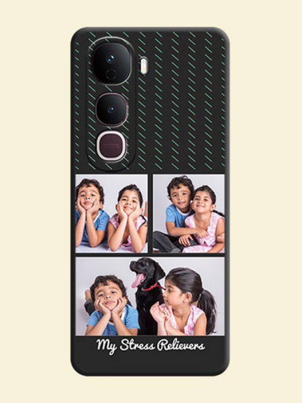 Cross Dotted Pattern with 2 Image Holder On Space Black Custom Soft Matte Mobile Back Cover - Vivo Y400 Pro 5G