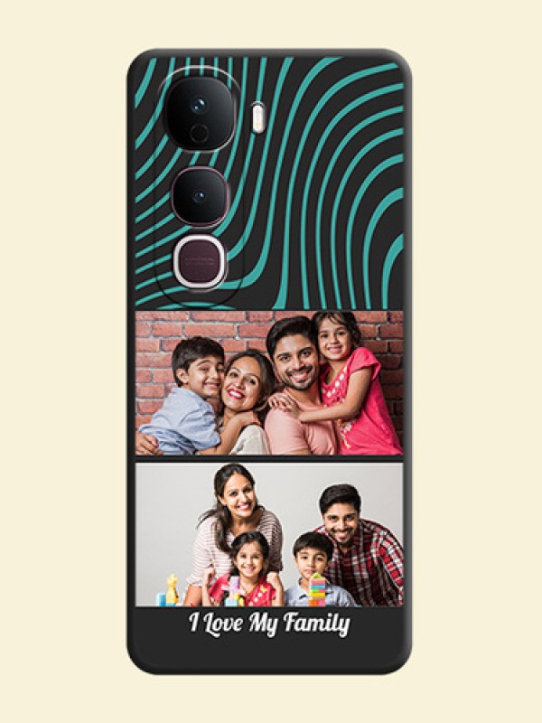 Wave Pattern with 2 Image Holder On Space Black Custom Soft Matte Mobile Back Cover - Vivo Y400 Pro 5G