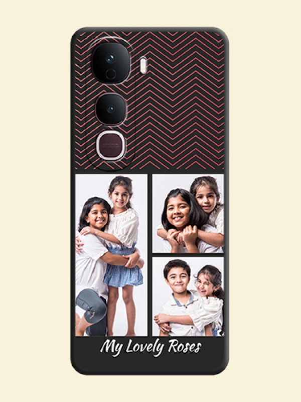 Wave Pattern with 3 Image Holder On Space Black Custom Soft Matte Mobile Back Cover - Vivo Y400 Pro 5G