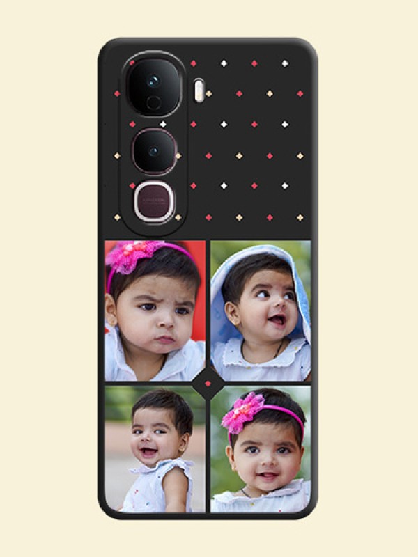 Multicolor Dotted Pattern with 4 Image Holder On Space Black Custom Soft Matte Mobile Back Cover - Vivo Y400 Pro 5G