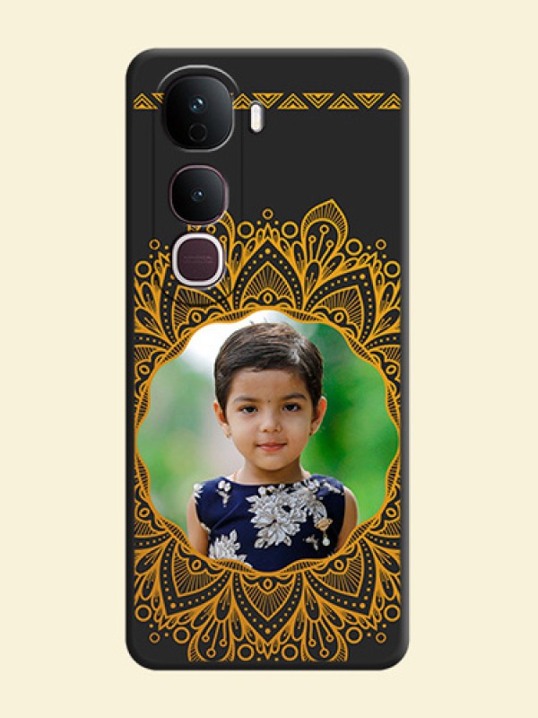 Round Image with Floral Design On Space Black Custom Soft Matte Mobile Back Cover - Vivo Y400 Pro 5G