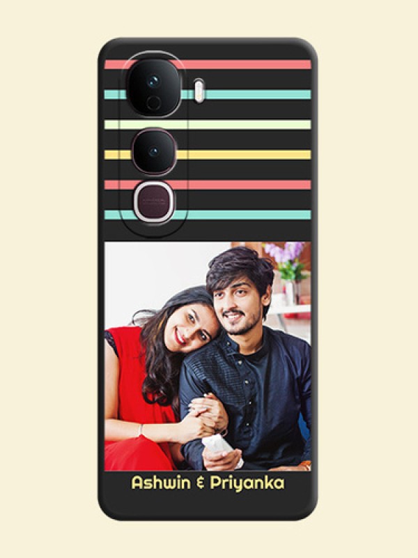 Color Stripes with Photo and Text on Photo On Space Black Custom Soft Matte Mobile Back Cover - Vivo Y400 Pro 5G
