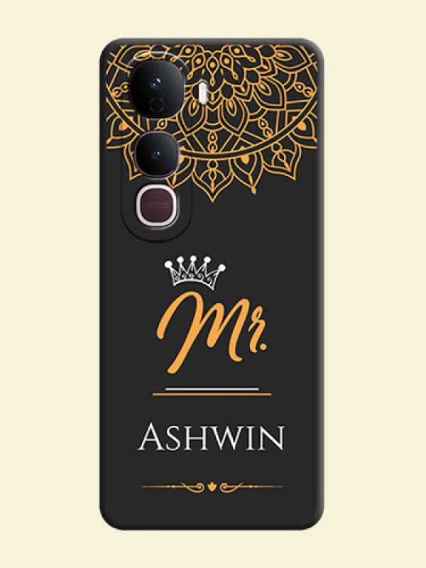 Mr Name with Floral Design On Space Black Custom Soft Matte Mobile Back Cover - Vivo Y400 Pro 5G