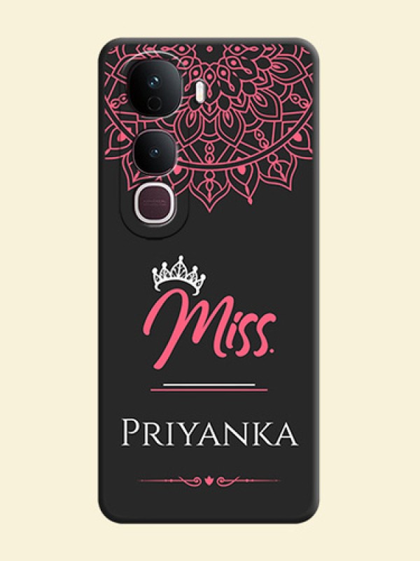 Mrs Name with Floral Design On Space Black Custom Soft Matte Mobile Back Cover - Vivo Y400 Pro 5G
