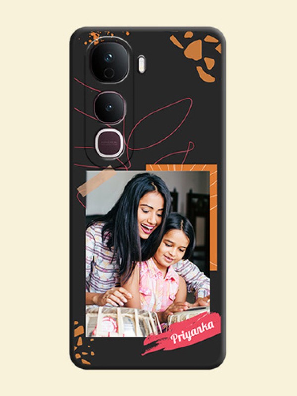 Orange Photo Frame On Space Black Custom Soft Matte Mobile Back Cover - Vivo Y400 Pro 5G
