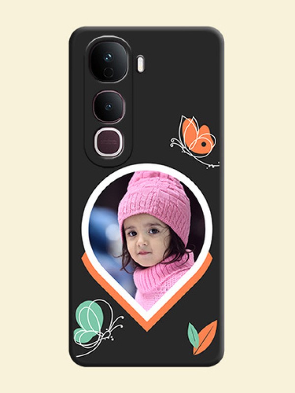 Upload Pic With Simple Butterly Design On Space Black Custom Soft Matte Mobile Back Cover - Vivo Y400 Pro 5G