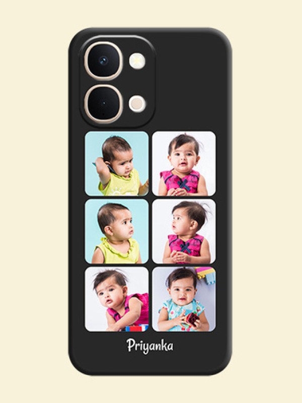 Floral Art with 6 Image Holder on Photo On Space Black Custom Soft Matte Mobile Back Cover - Vivo Y51 Pro 5G