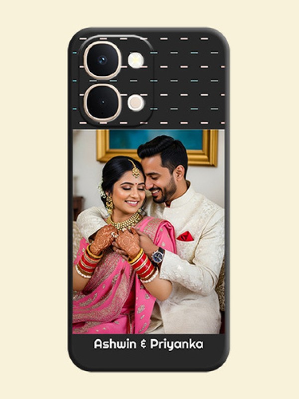 Line Pattern Design with Text On Space Black Custom Soft Matte Mobile Back Cover - Vivo Y51 Pro 5G