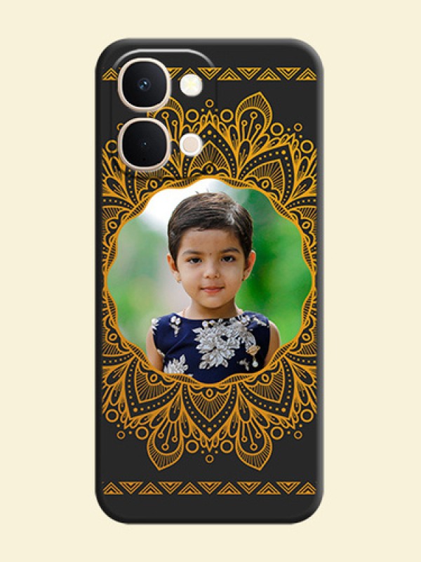 Round Image with Floral Design On Space Black Custom Soft Matte Mobile Back Cover - Vivo Y51 Pro 5G