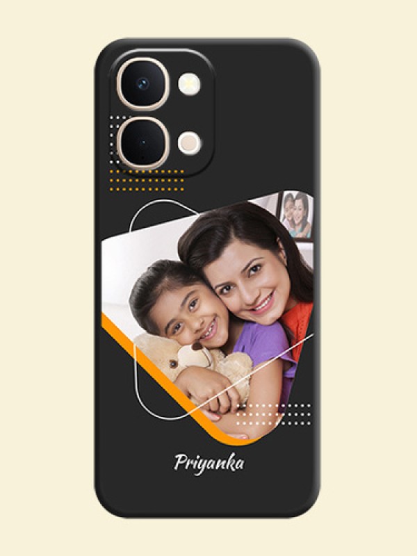 Yellow Triangle on Photo On Space Black Custom Soft Matte Mobile Back Cover - Vivo Y51 Pro 5G