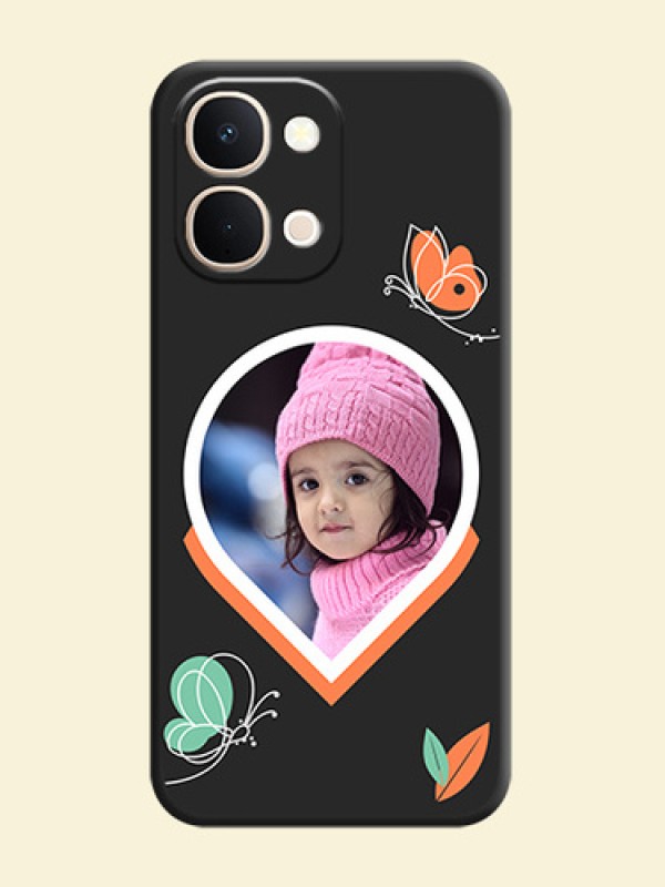 Upload Pic With Simple Butterly Design On Space Black Custom Soft Matte Mobile Back Cover - Vivo Y51 Pro 5G