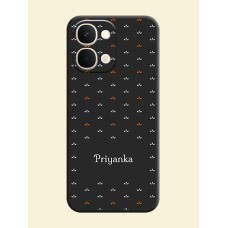 Simple Pattern With Custom Text On Space Black Custom Soft Matte Mobile Back Cover - Vivo Y51 Pro 5G