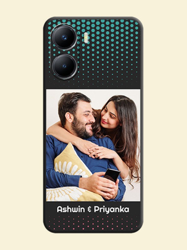 Faded Dots with Grunge Photo Frame and Text on Space Black Custom Soft Matte Phone Cases - Vivo Y56 5G