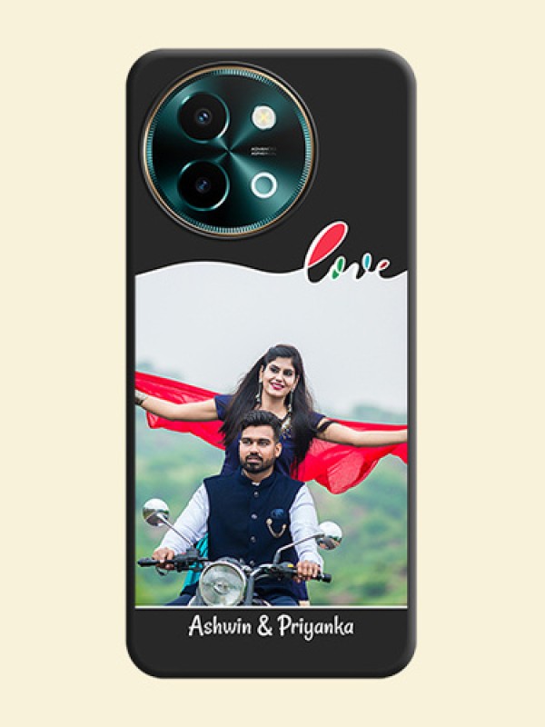 Fall in Love Pattern with Picture on Photo On Space Black Custom Soft Matte Mobile Back Cover - Vivo Y58 5G