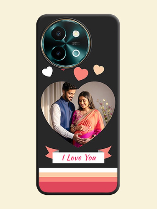 Love Shaped Photo with Colorful Stripes On Space Black Custom Soft Matte Mobile Back Cover - Vivo Y58 5G