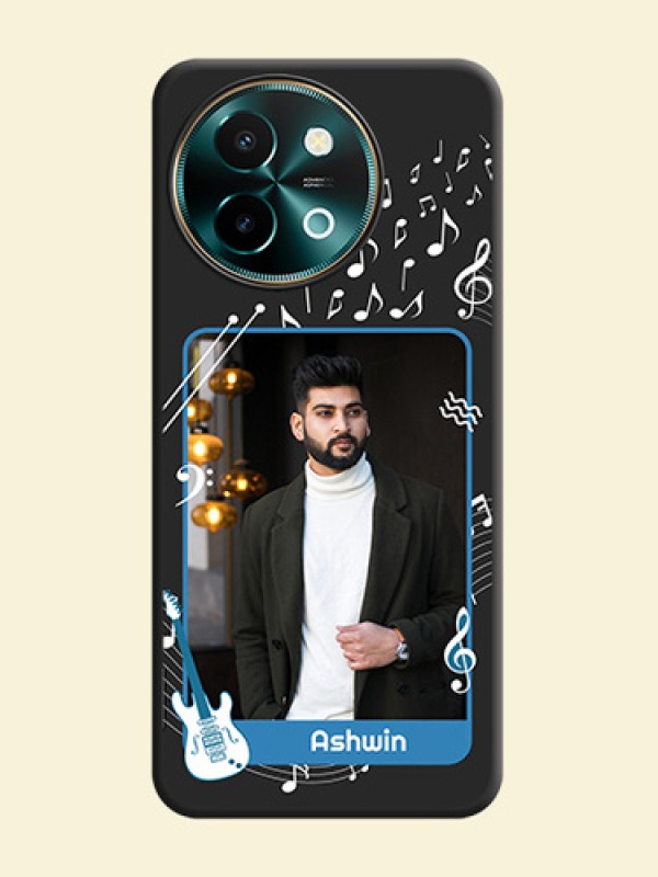 Musical Theme Design with Text on Photo On Space Black Custom Soft Matte Mobile Back Cover - Vivo Y58 5G