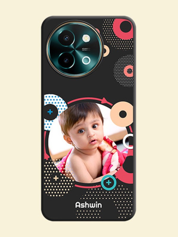 Multicoloured Round Image On Space Black Custom Soft Matte Mobile Back Cover - Vivo Y58 5G