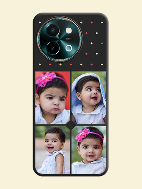 Multicolor Dotted Pattern with 4 Image Holder On Space Black Custom Soft Matte Mobile Back Cover - Vivo Y58 5G