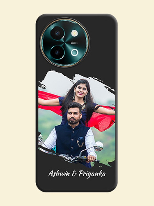 Grunge Brush Strokes on Photo On Space Black Custom Soft Matte Mobile Back Cover - Vivo Y58 5G
