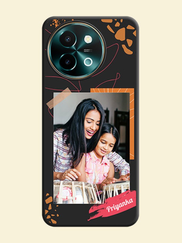 Orange Photo Frame On Space Black Custom Soft Matte Mobile Back Cover - Vivo Y58 5G