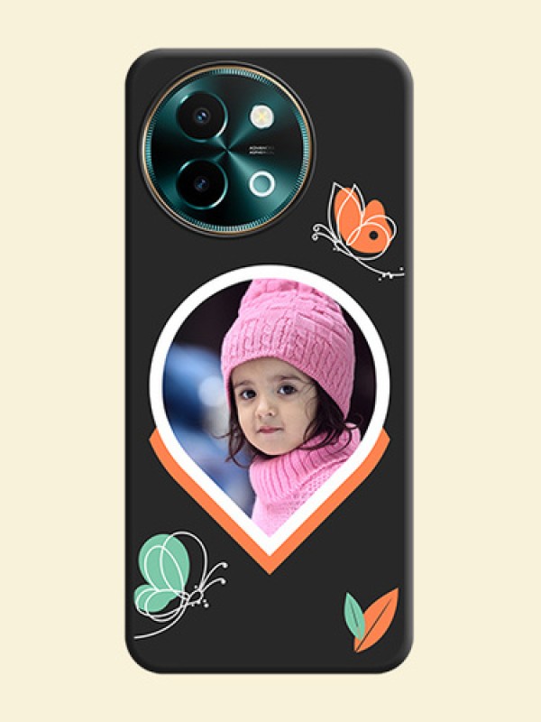 Upload Pic With Simple Butterly Design On Space Black Custom Soft Matte Mobile Back Cover - Vivo Y58 5G