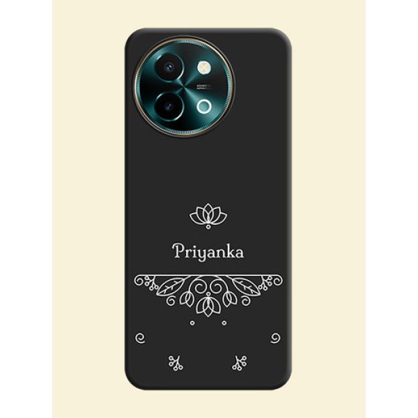 Lotus Garden Custom Text On Space Black Custom Soft Matte Mobile Back Cover - Vivo Y58 5G