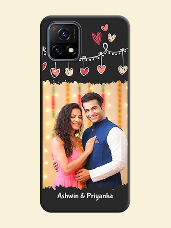 Pink Love Hangings with Name on Space Black Custom Soft Matte Phone Cases - Vivo Y72 5G