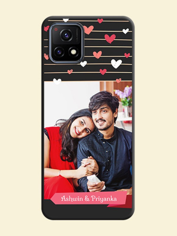Love Pattern with Name on Pink Ribbon  on Photo on Space Black Soft Matte Back Cover - Vivo Y72 5G