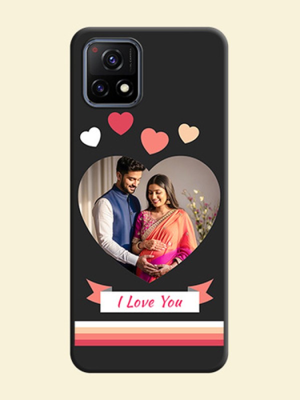 Love Shaped Photo with Colorful Stripes on Personalised Space Black Soft Matte Cases - Vivo Y72 5G