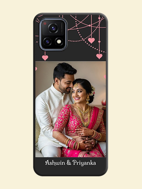 Pink Love Hangings with Text on Space Black Custom Soft Matte Back Cover - Vivo Y72 5G