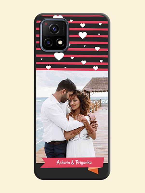 White Color Love Symbols with Pink Lines Pattern on Space Black Custom Soft Matte Phone Cases - Vivo Y72 5G