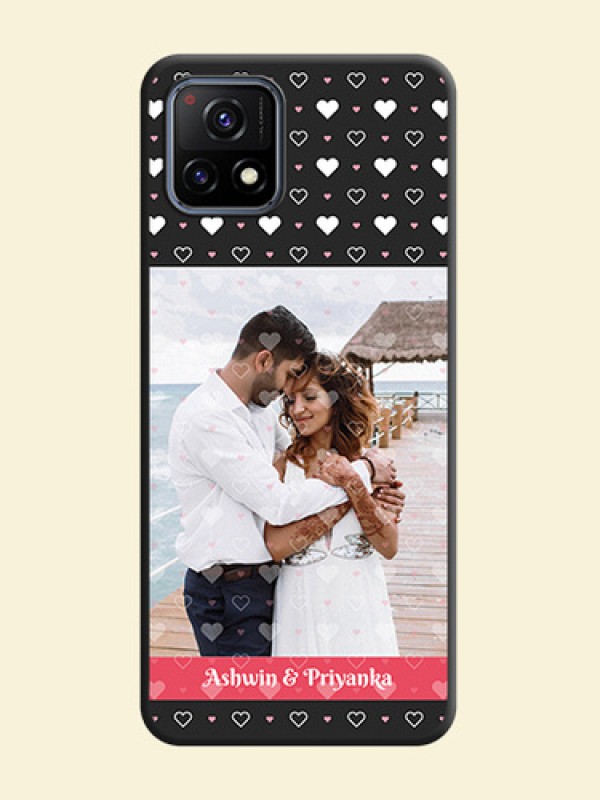 White Color Love Symbols with Text Design on Photo on Space Black Soft Matte Phone Cover - Vivo Y72 5G