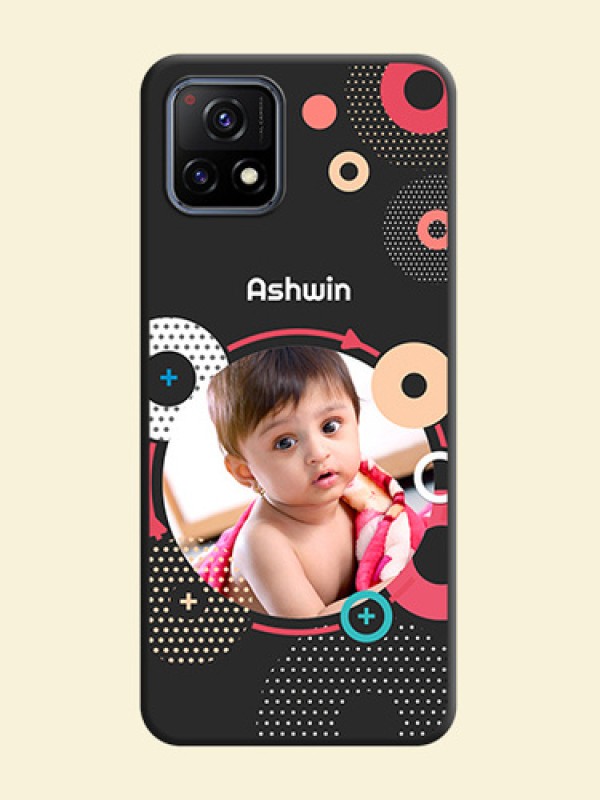 Multicoloured Round Image on Personalised Space Black Soft Matte Cases - Vivo Y72 5G