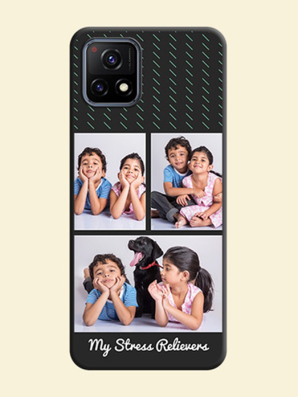 Cross Dotted Pattern with 2 Image Holder  on Personalised Space Black Soft Matte Cases - Vivo Y72 5G