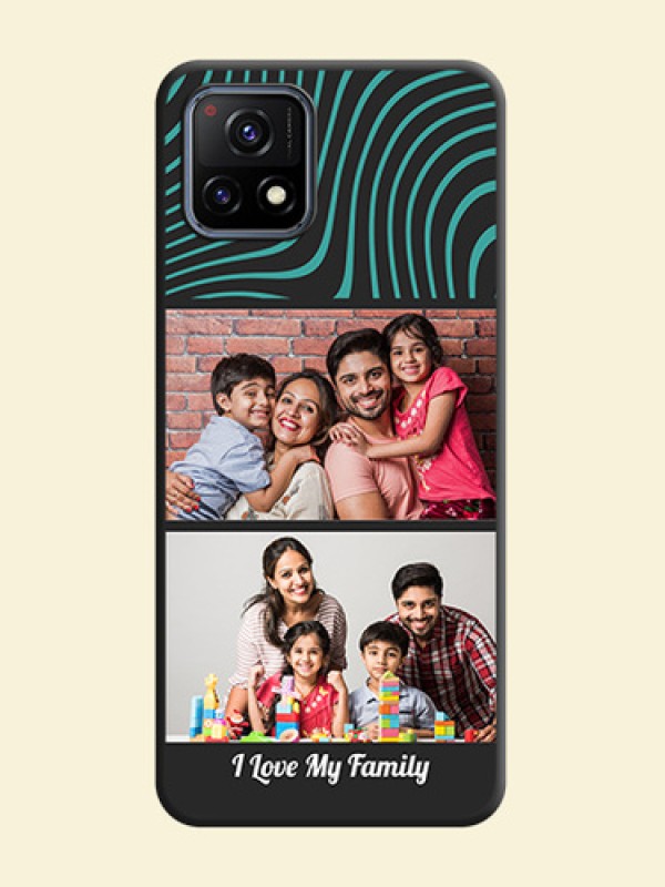 Wave Pattern with 2 Image Holder on Space Black Personalized Soft Matte Phone Covers - Vivo Y72 5G
