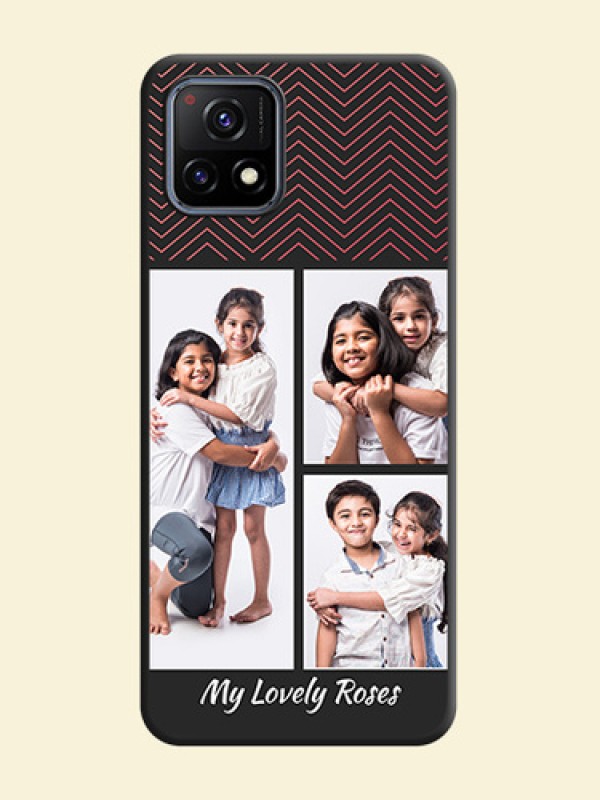 Wave Pattern with 3 Image Holder on Space Black Custom Soft Matte Back Cover - Vivo Y72 5G