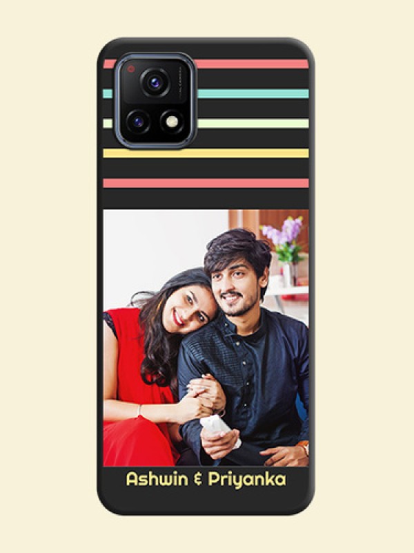 Color Stripes with Photo and Text on Photo on Space Black Soft Matte Mobile Case - Vivo Y72 5G