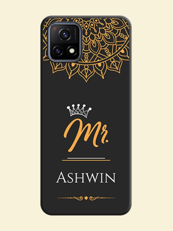 Mr Name with Floral Design  on Personalised Space Black Soft Matte Cases - Vivo Y72 5G