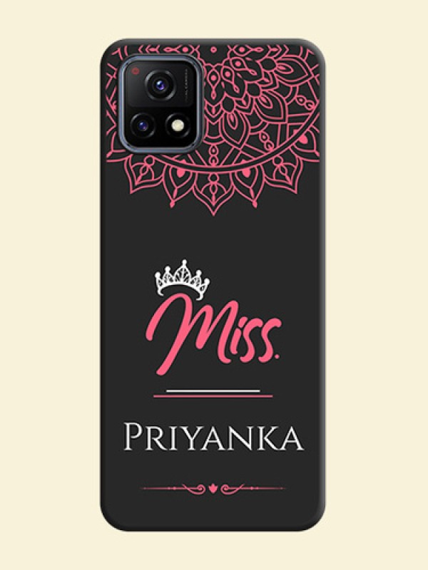 Mrs Name with Floral Design on Space Black Personalized Soft Matte Phone Covers - Vivo Y72 5G