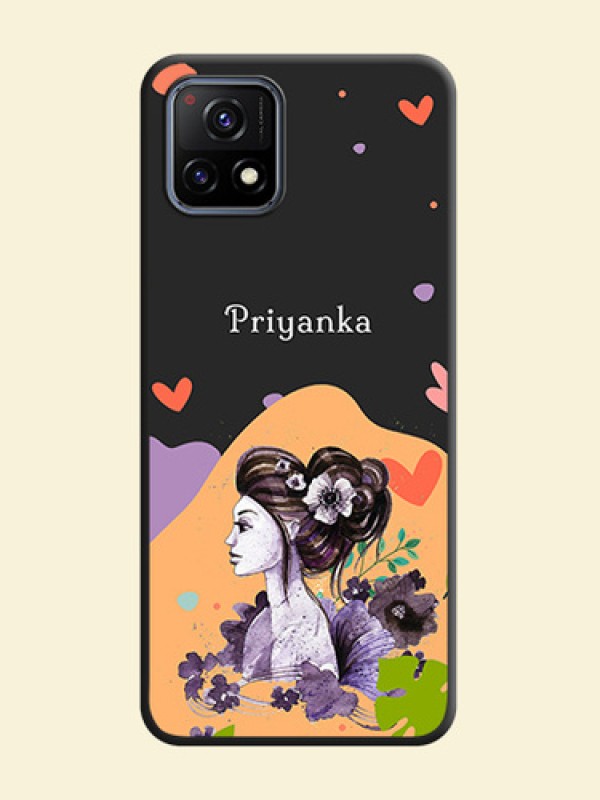 Namecase For Her With Fancy Lady Image On Space Black Personalized Soft Matte Phone Covers -Vivo Y72 5G