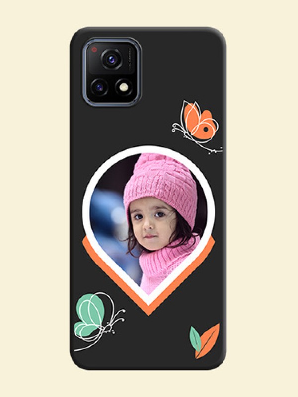 Upload Pic With Simple Butterly Design On Space Black Personalized Soft Matte Phone Covers -Vivo Y72 5G